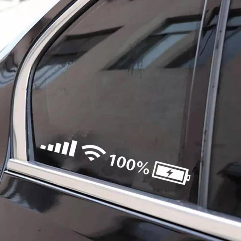 Reflective Wifi Battery Signal Vinyl Decal – Funny Car Decor for Auto Exterior