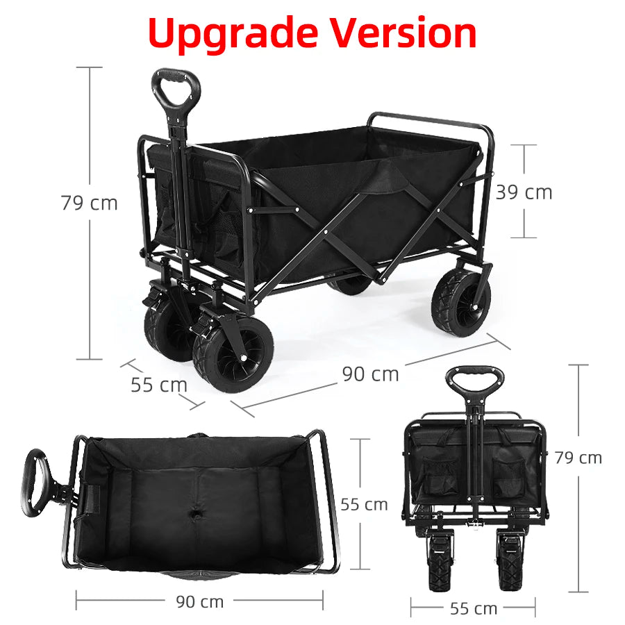 Collapsible Utility Wagon – Heavy Duty Folding Cart for Beach and Camping