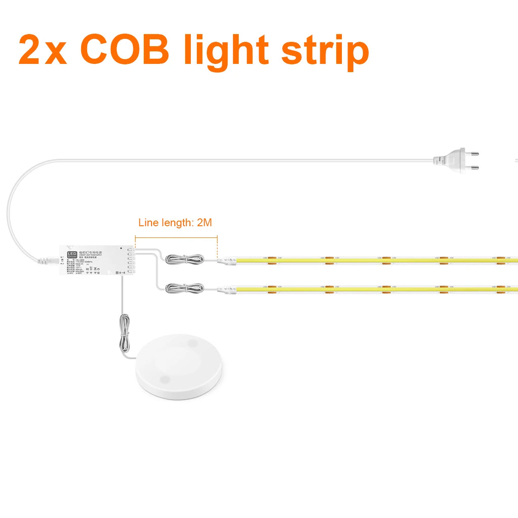 COB LED Strip Lights – Motion Sensor Under Cabinet Lamp for Closet Wardrobe