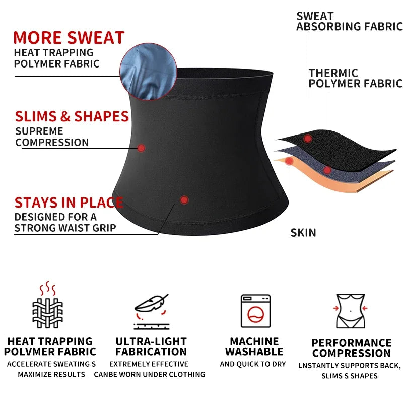 Mens Sauna Waist Trainer – Adjustable Abdomen Shaper for Fitness Slimming