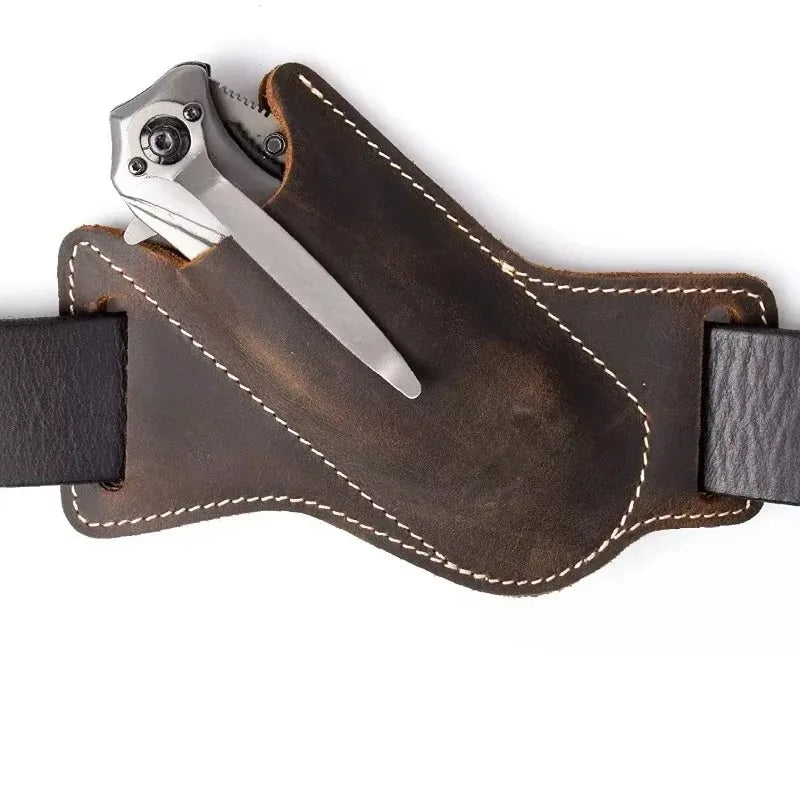 PU Leather Folding Knife Sheath – Anti-Scratch Belt Holder for Camping Tools