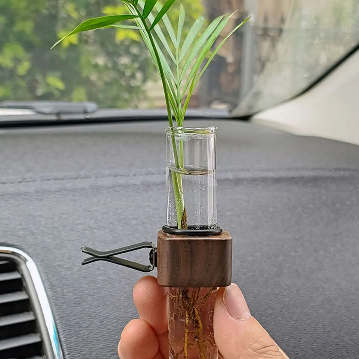 Mini Glass Plant Terrarium – Hanging Hydroponic Bottle for Car Interior Decor