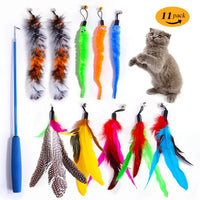 Interactive Cat Feather Toy Set – Retractable Wand for Indoor Pet Play