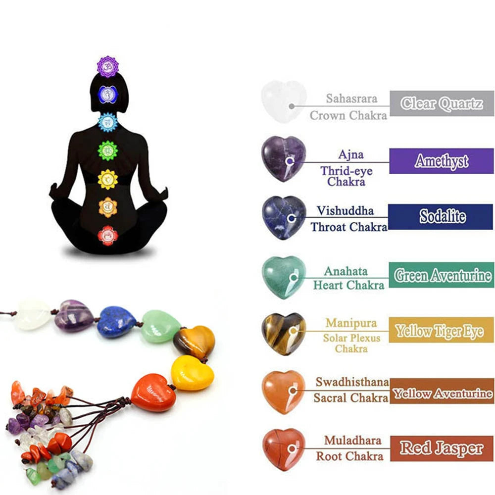 7 Chakras Crystal Hanging Ornament – Natural Stone Decor for Yoga Meditation