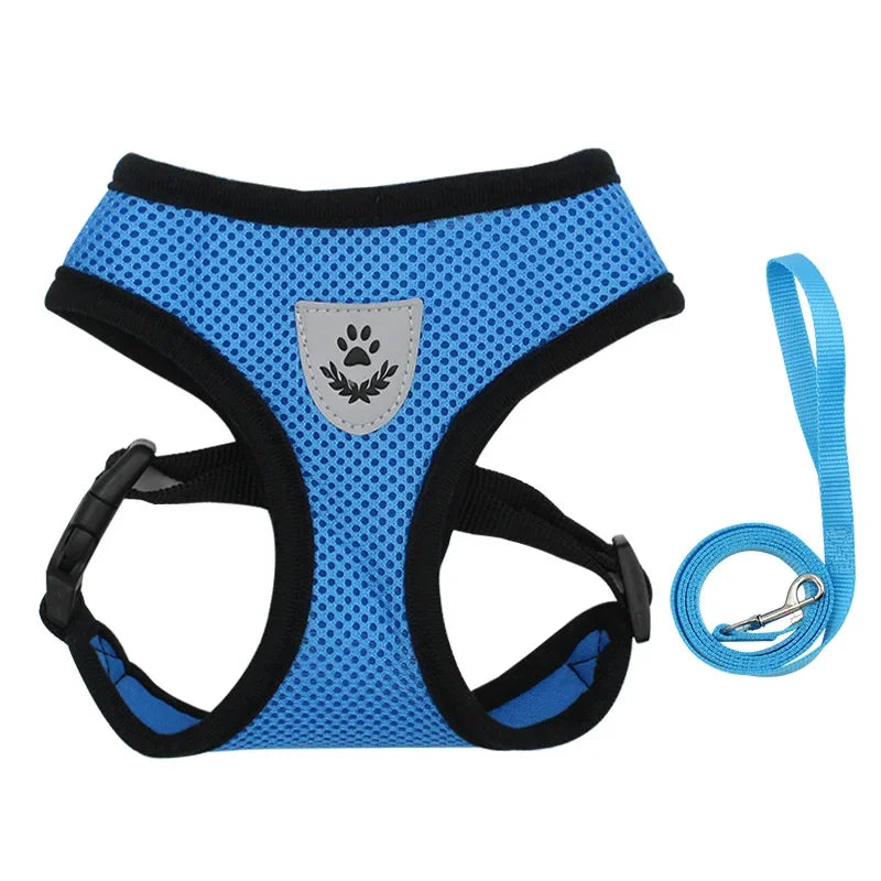 Adjustable Mesh Cat and Dog Harness with Leash – Breathable for Small Pets