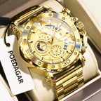 Stainless Steel Chronograph Watch – Luminous Waterproof Quartz for Men