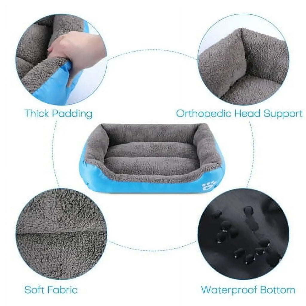 Soft Square Pet Bed – Waterproof Warm Winter Mat for Small to Large Dogs