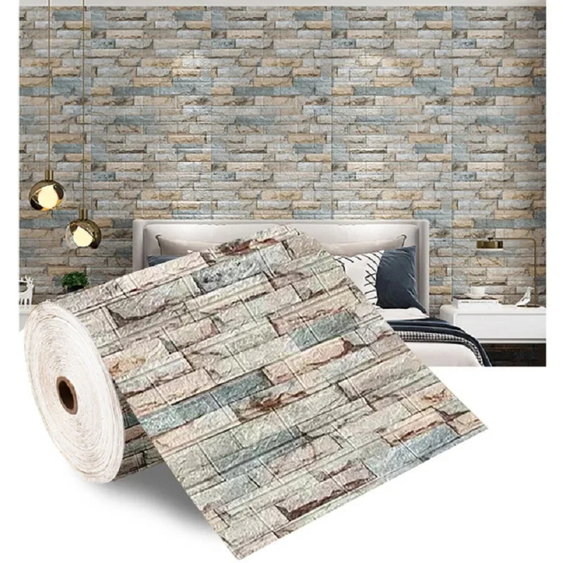 3D Foam Brick Wallpaper – Self-Adhesive Waterproof Wall Sticker for Home Decor