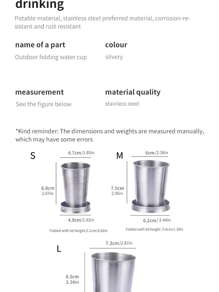 Stainless Steel Telescopic Cup – Portable Folding Drinkware for Camping