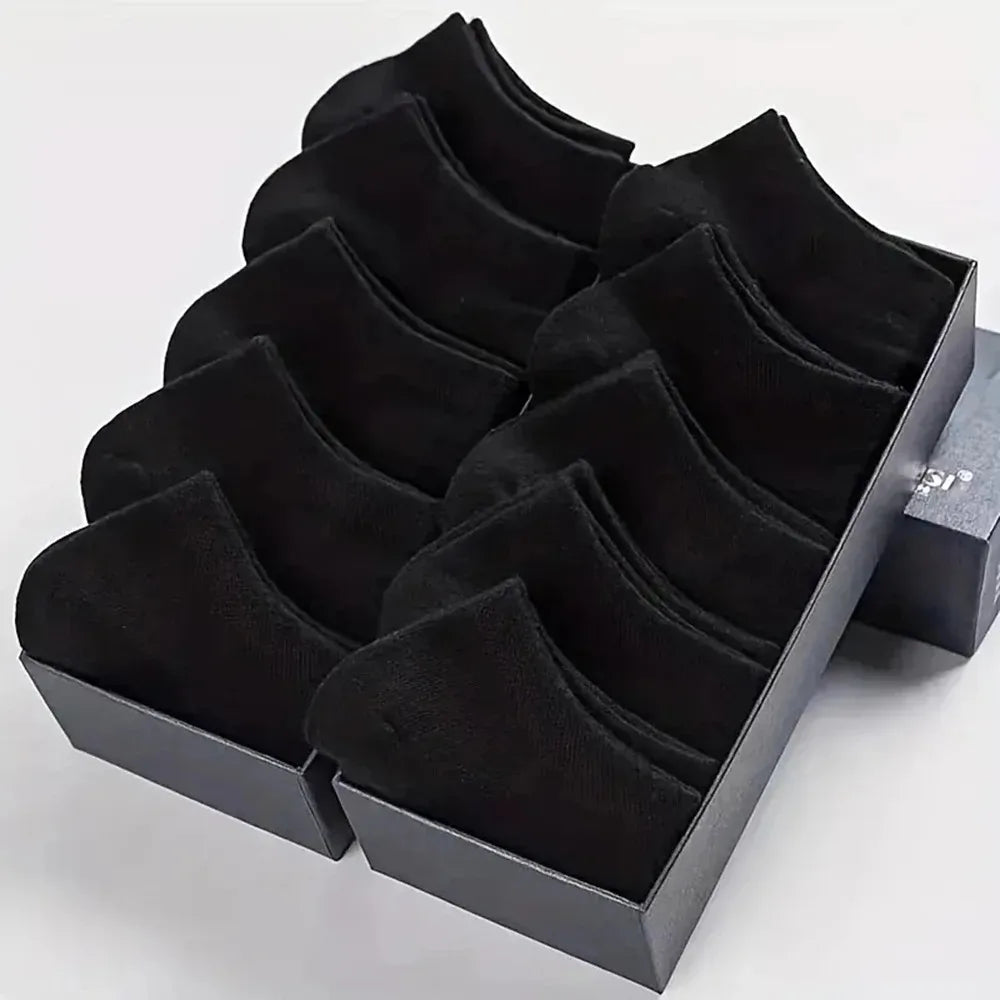 Men's Ankle Boat Socks – Solid Color Sweat-Absorbent Cotton for Business Sport