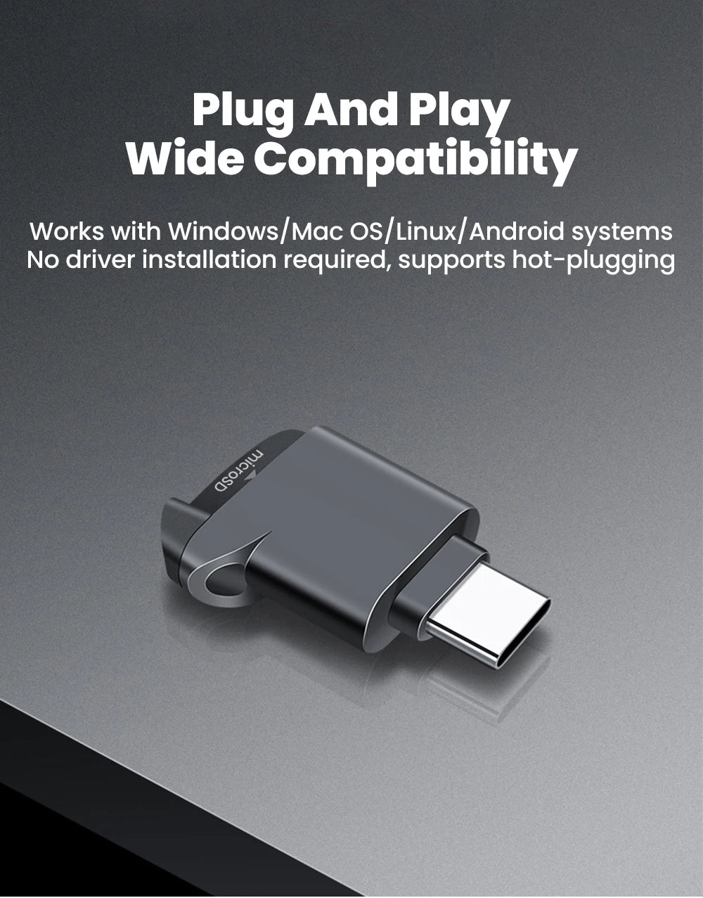 USB-C TF Card Reader – Compact External Storage for Smartphones