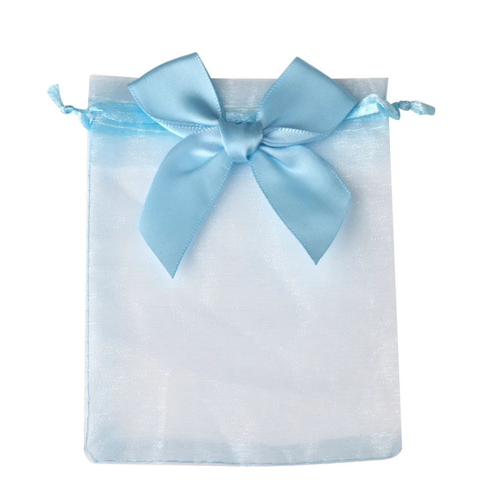 Organza Drawstring Gift Bags – Bowknot Pouches for Wedding Jewelry Packing