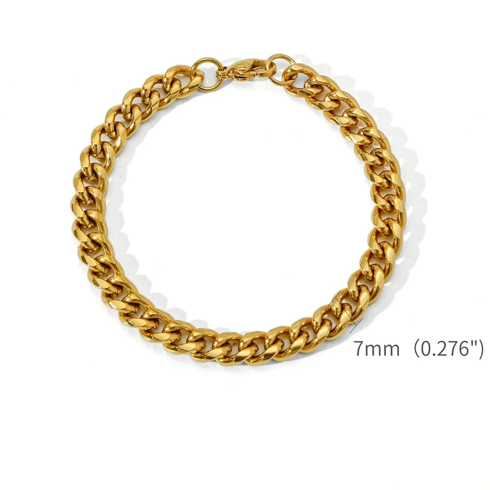 Gold Stainless Steel Cuban Chain Bracelet – Unisex Hip Hop Jewelry