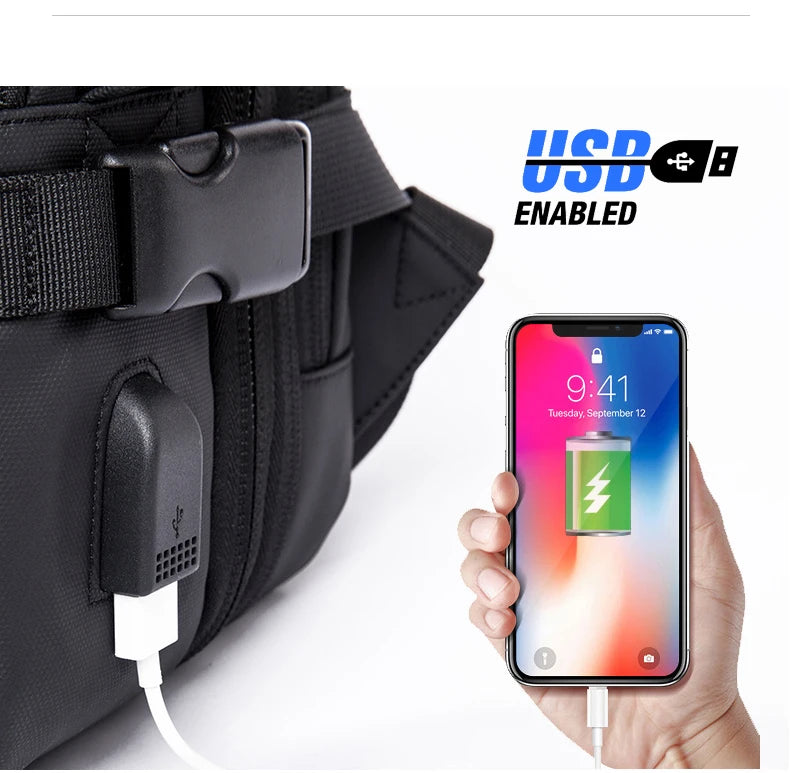 Expandable 17.3-inch Laptop Backpack – Waterproof Travel Bag for Men