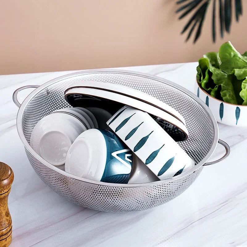 Stainless Steel Drain Basket – Perforated Strainer for Fruit and Vegetable