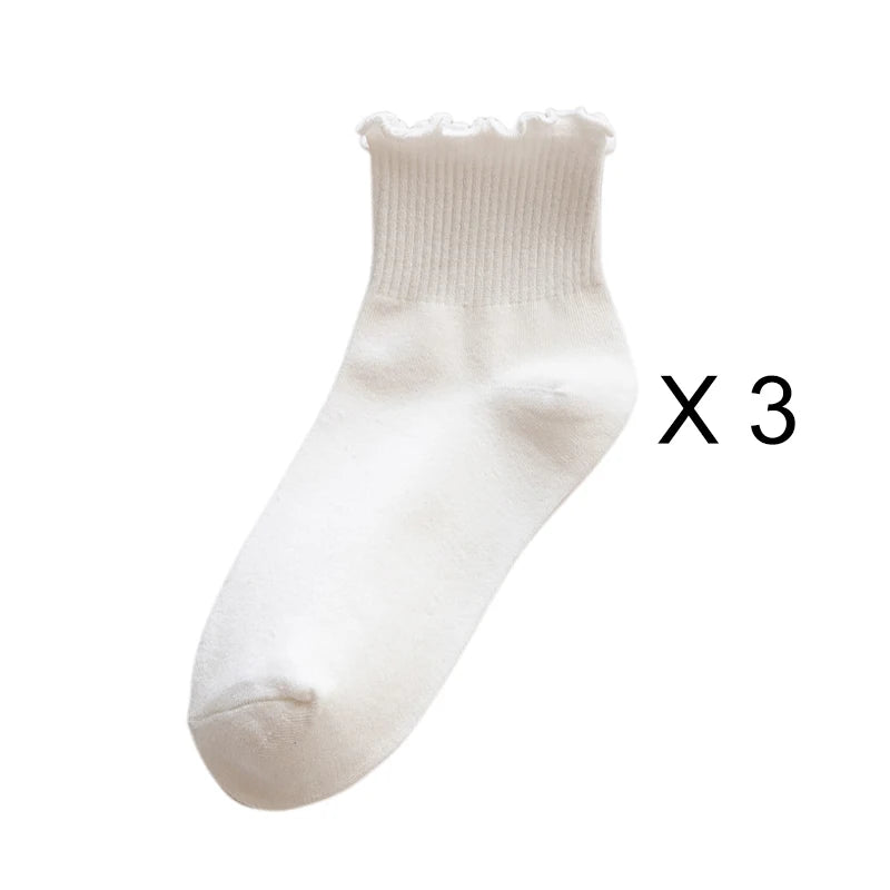 Ruffled Ankle Socks – Breathable Japanese Style Kawaii Hosiery for Women