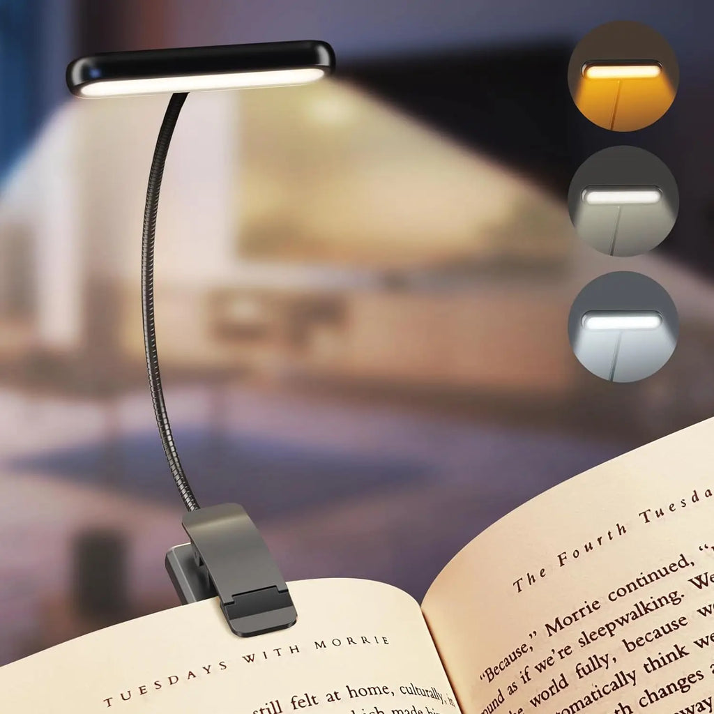 USB Rechargeable Book Light – Flexible Clip-On Lamp for Night Reading