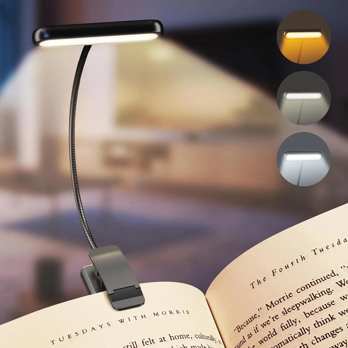 USB Rechargeable Book Light – Flexible Clip-On Lamp for Night Reading