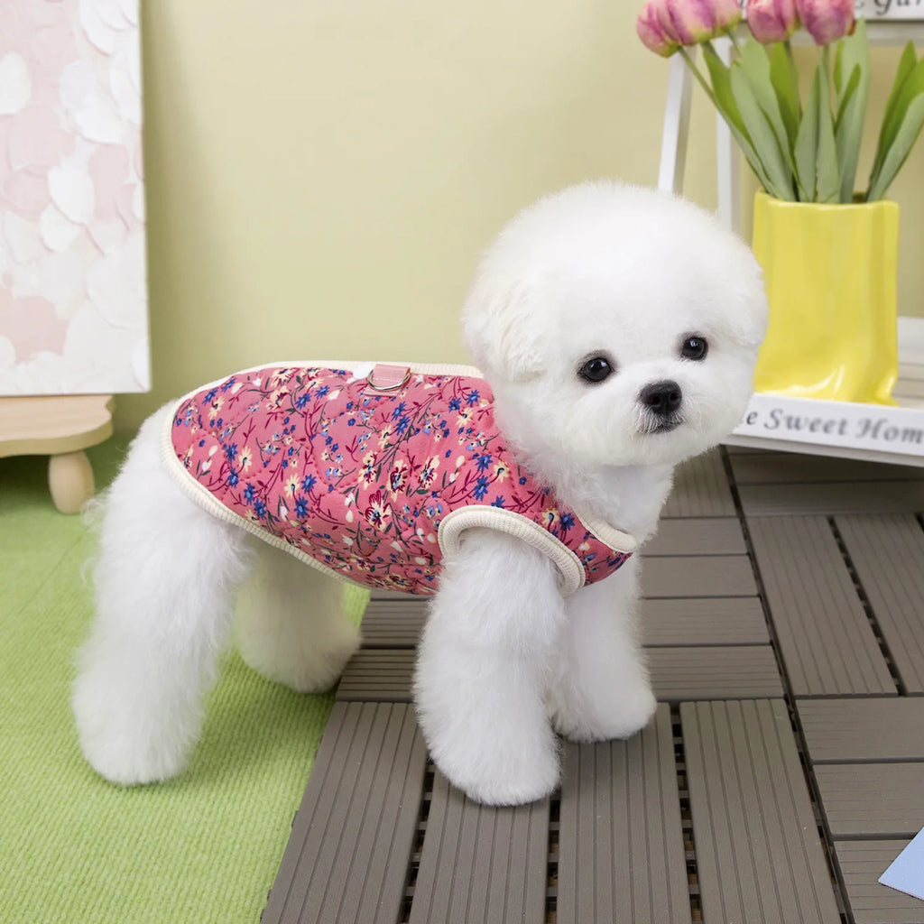 Floral Fleece Vest – Warm Winter Apparel for Small to Medium Dogs and Cats