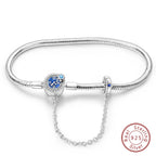 925 Sterling Silver Charm Bracelet – Adjustable Green Zircon for Birthday Gifts