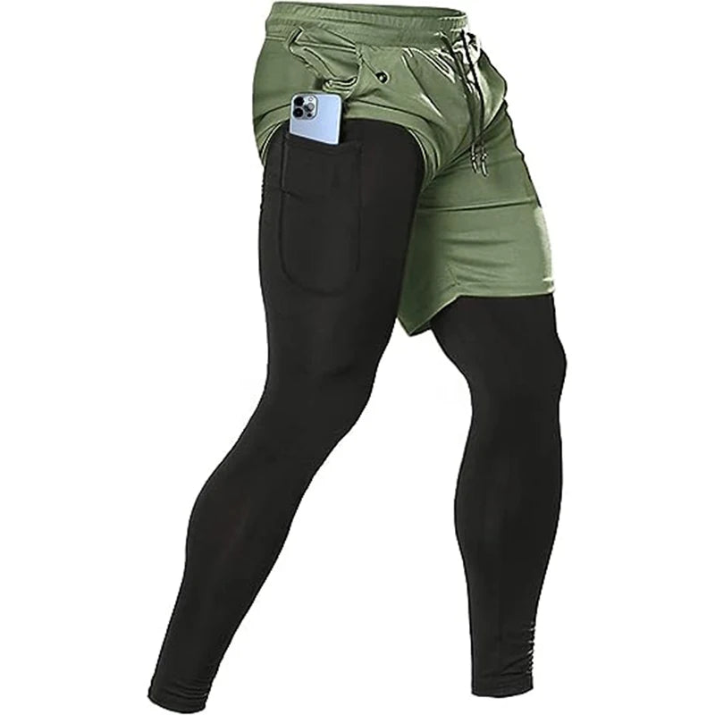 2-in-1 Men's Athletic Pants – Training Trousers for Gym Fitness Running