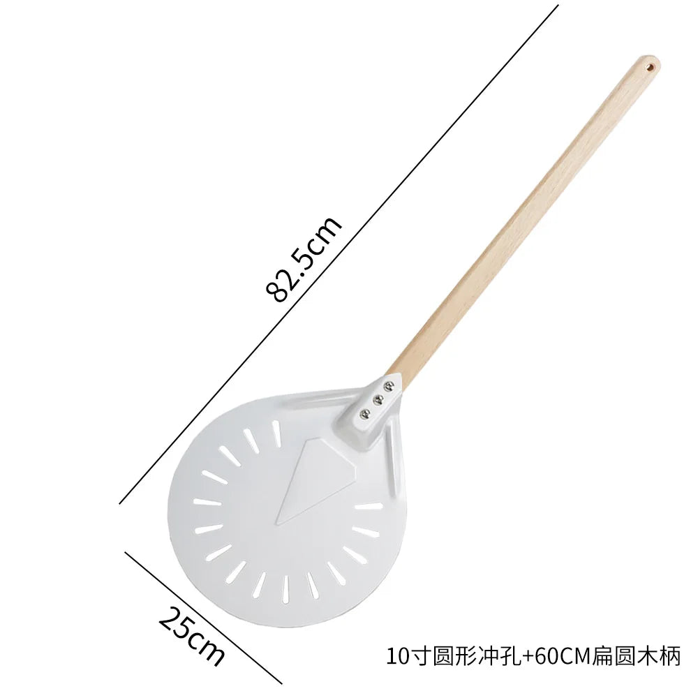 Perforated Aluminum Pizza Peel – Non-Slip Wooden Handle for Home Baking
