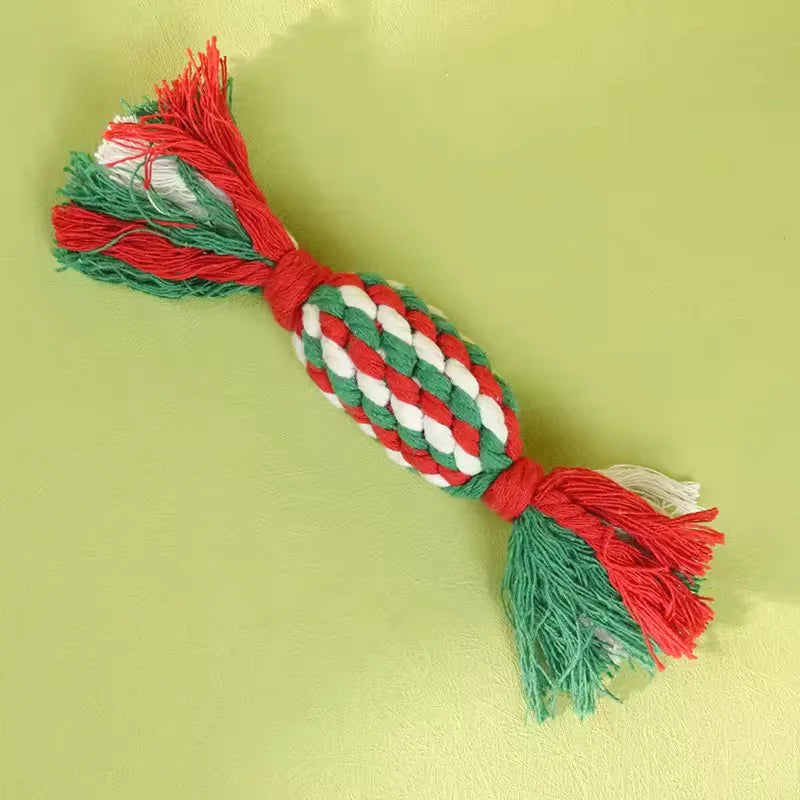 Cotton Rope Bone Toy – Interactive Christmas Teeth Cleaning for Dogs