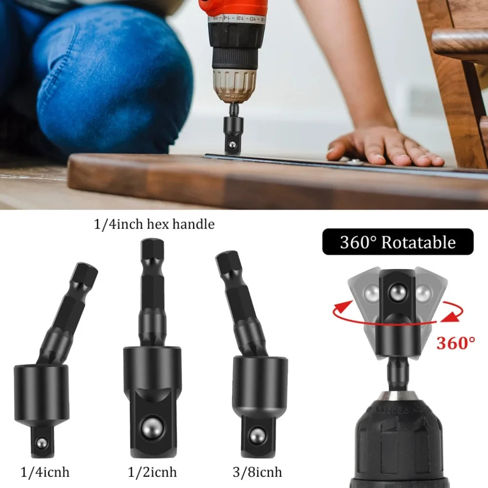 Flexible Drill Bit Extension Set – 105° Right Angle Adapter for Power Tools