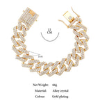 Iced Out Cuban Link Chain – AAA Rhinestone Men's Necklace for Hip Hop Jewelry