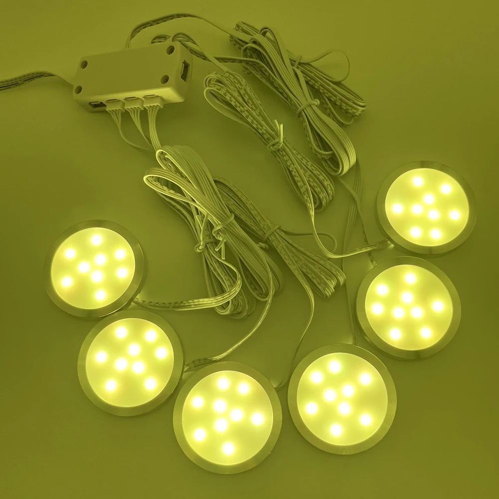 WiFi RGB LED Puck Lights – Dimmable Under Cabinet Lighting for Kitchen Decor