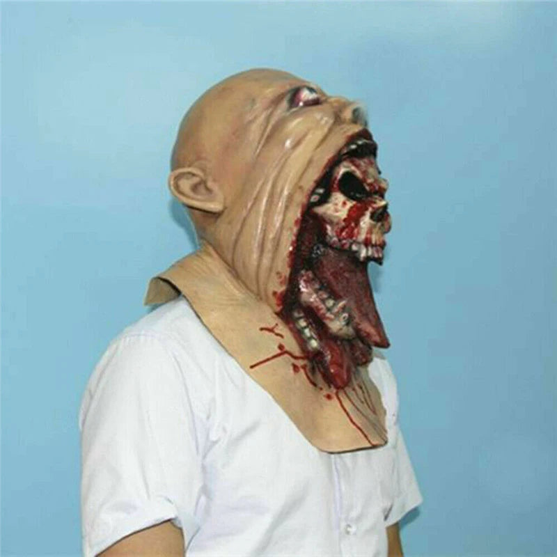 Bloody Skull Latex Mask – Double-Layer Horror Prop for Halloween Cosplay