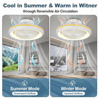 Rotating LED Ceiling Fan – 20 Inch Flush Mount Light for Modern Bedroom