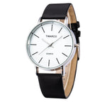 Minimalist Silver Quartz Watch – Elegant Leather Business Accessory for Women