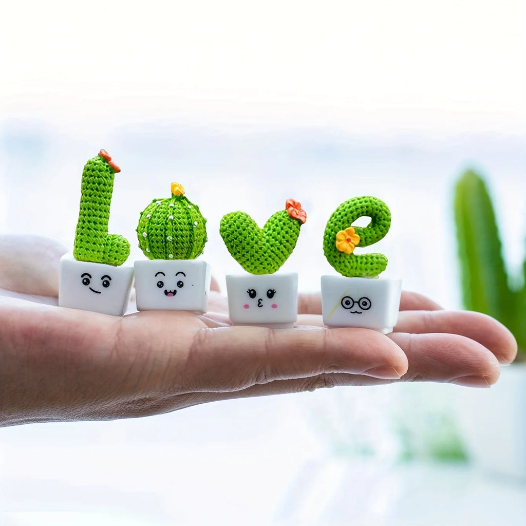 Mini Resin Succulent Cactus Plants – Decorative Ornaments for Home and Office