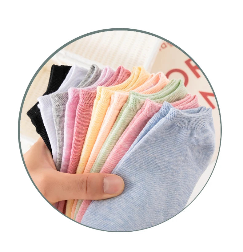 Breathable Cotton Ankle Socks – Women's Summer Mesh Sports Boat Liners