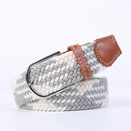 Woven Elastic Canvas Belt – Stretch Braided Buckle Strap for Casual Jeans