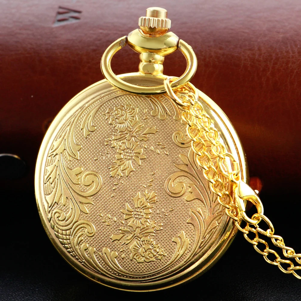 Emerald Diamond Pocket Watch Necklace – Luxury Gold Pendant for Gift