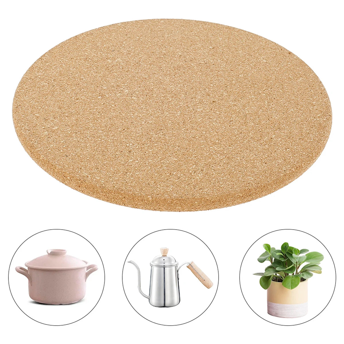 Round Cork Pot Holder – Heat Resistant Trivet Mat for Kitchen Worktop Protection