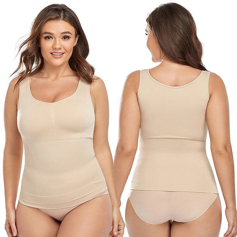 Plus Size Shaper Cami – Built-in Bra Compression Tank for Tummy Control