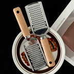 Stainless Steel Cheese Grater – Wooden Handle Tool for Kitchen Baking