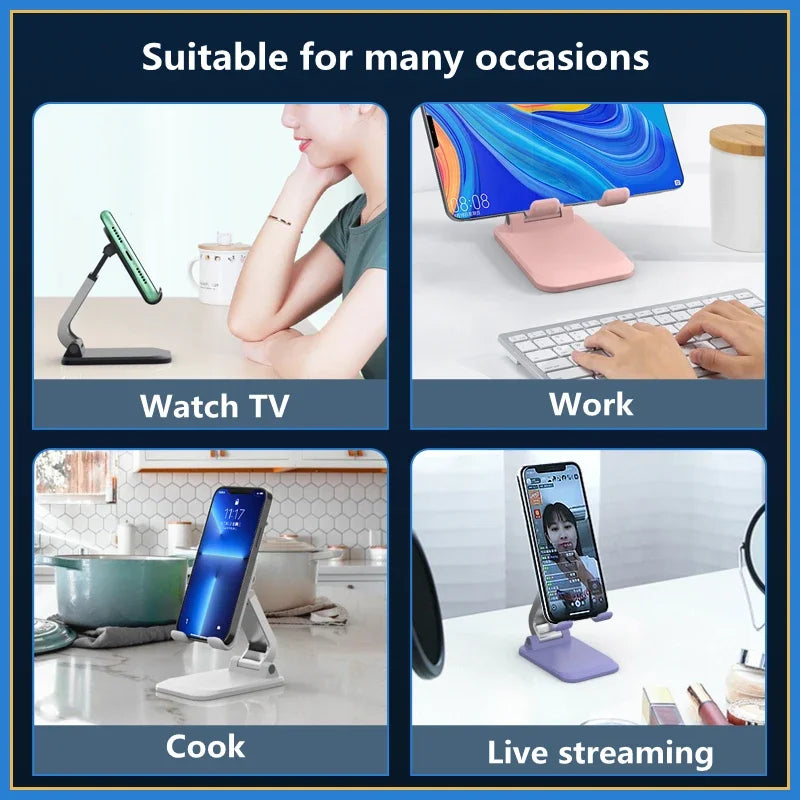 Foldable ABS Desktop Stand – Portable Holder for Mobile Phone and Tablet