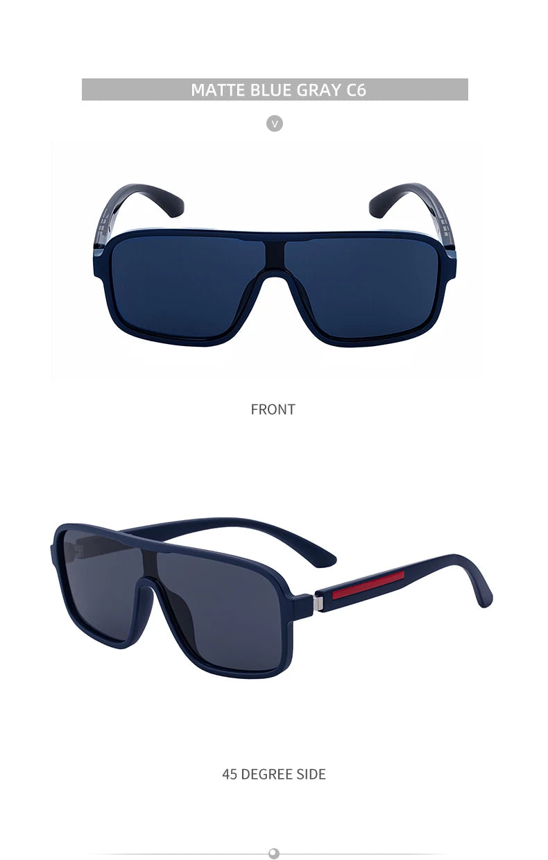 Oversized Polarized Rectangle Sunglasses – Vintage Steampunk for Men