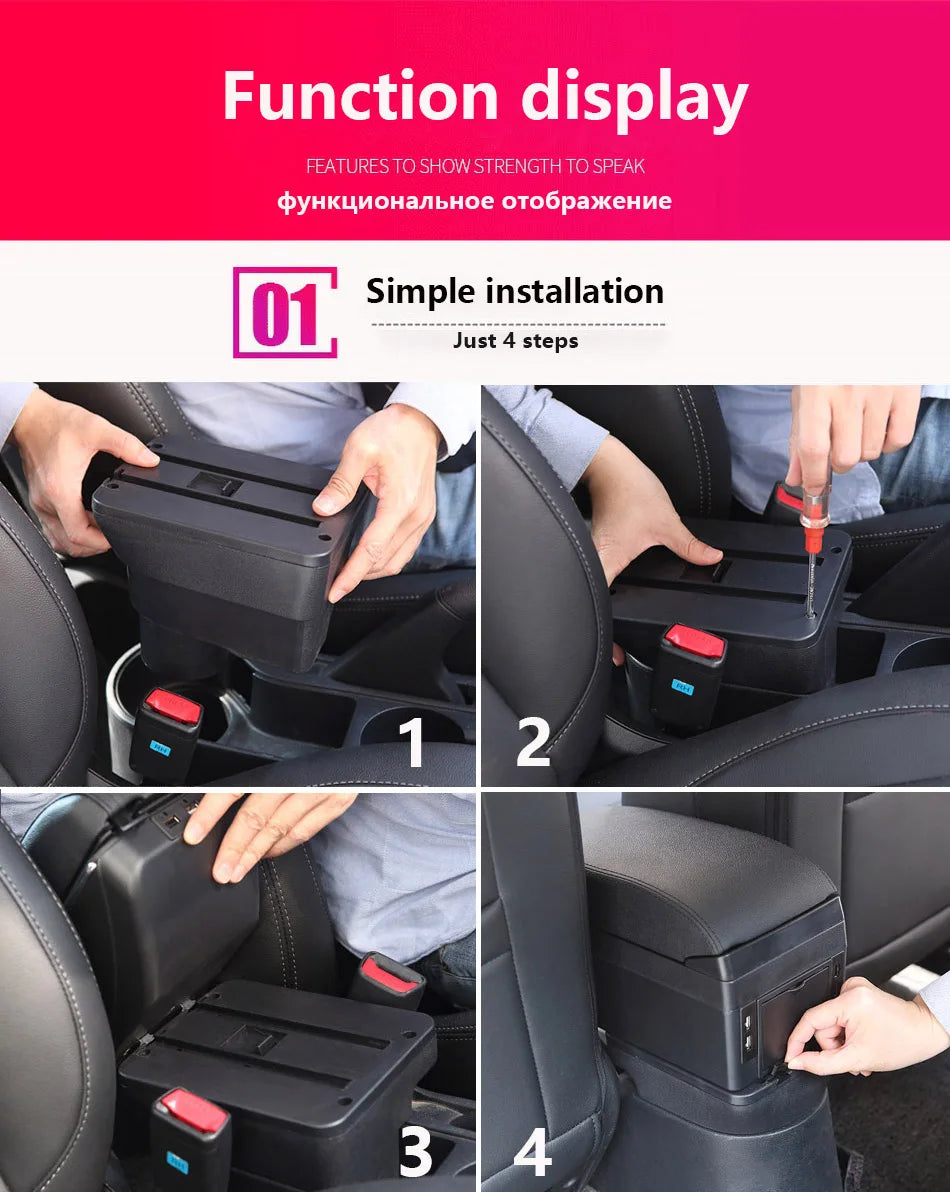 Center Console Armrest Box – Storage Organizer for Peugeot 208 2012-2018