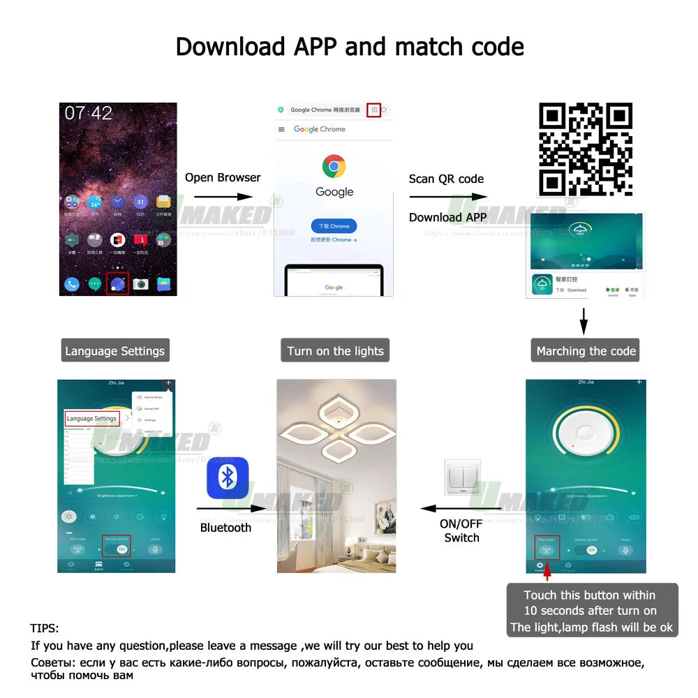 Dimmable LED Chandelier Driver – RF Remote and App Control for Dual Color Lights