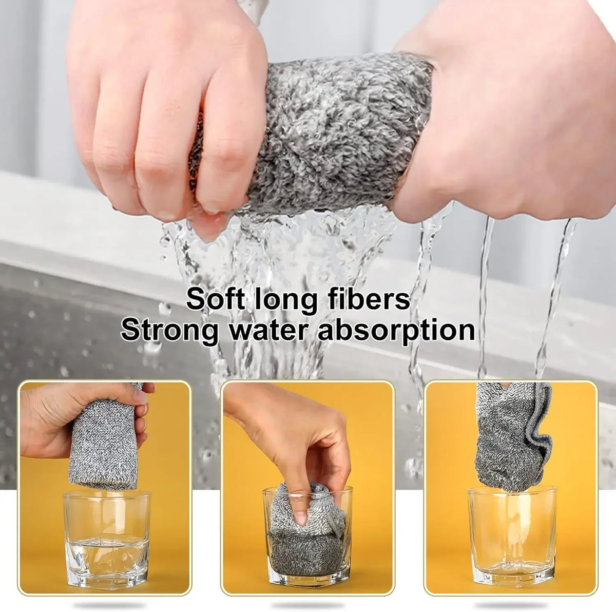 Bamboo Charcoal Dishcloths – Super Absorbent Anti-Grease Kitchen Cleaning