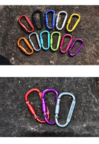 Aluminum D-Shaped Carabiners – 8cm Tactical Clips for Outdoor Camping Gear