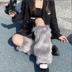 Faux Fur Leg Warmers – Lolita Harajuku Style Boot Covers for Winter Cosplay