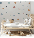 Boho Polka Dot Wall Decals – Colorful Removable Nursery Decor for Kids Room