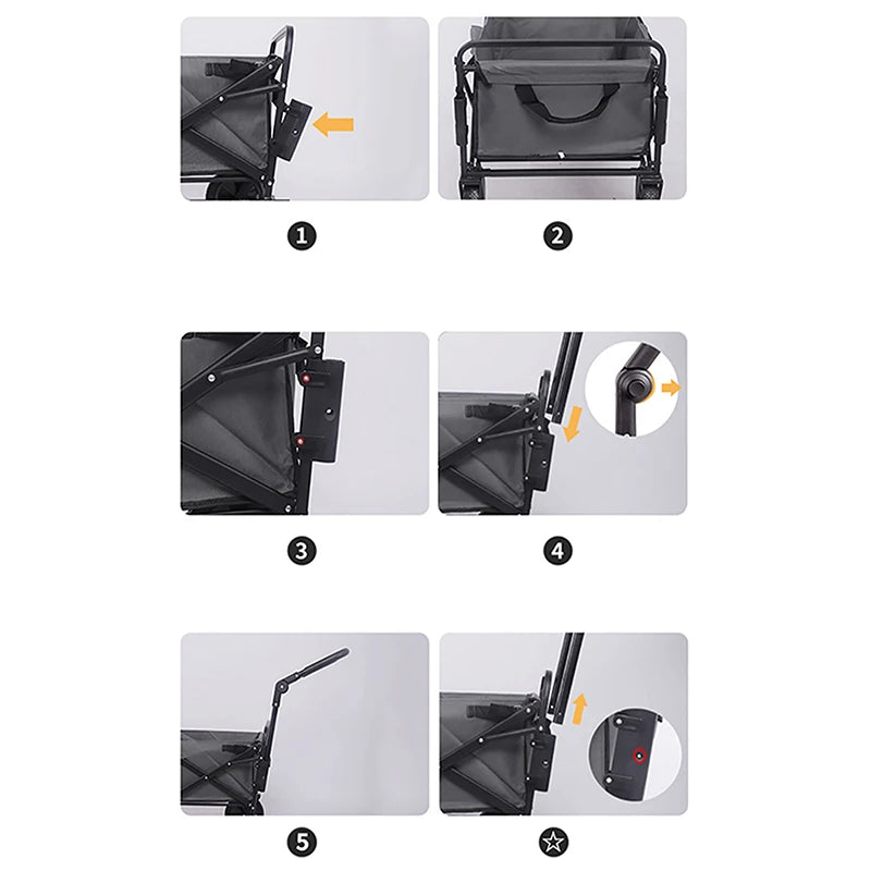 Foldable Utility Wagon Cart – Lightweight Extendable Handle for Camping