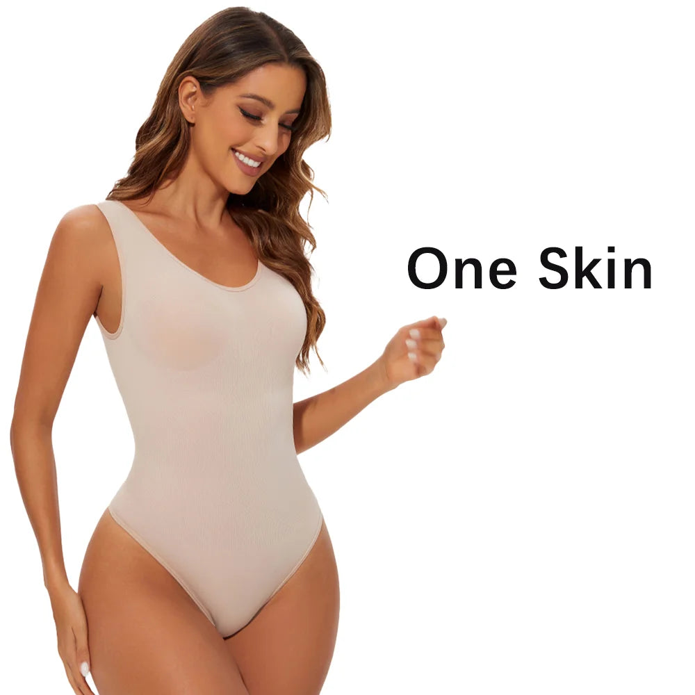 Seamless Tummy Control Bodysuit – Open Crotch Fajas for Women Shapewear